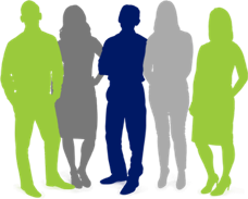 Silhouettes of 5 people standing together