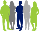 Silhouettes of 5 people standing together