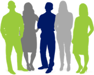 Silhouettes of 5 people standing together